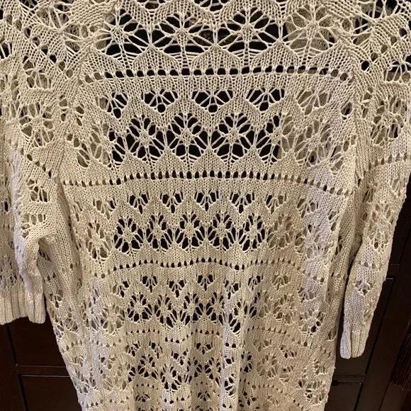 GARAGE Ivory Eyelet Crocheted Sweater In Size Medium - Picture 2 of 10